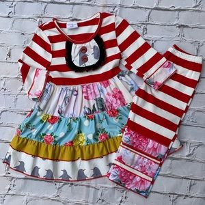 Boutique Girls Patchwork Ruffle 2pc Outfit